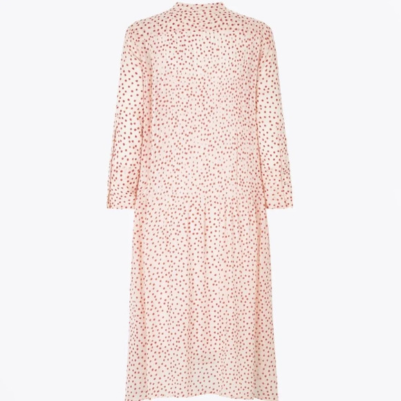 Samsoe Elm Shirt Dress in Pearl Drops Midi Pink Polka Dot Size Medium EUC - Picture 3 of 12